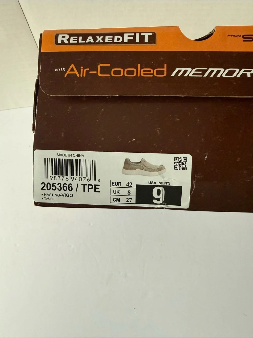 SKECHERS Hasting-Vigo 205366 Taupe Relaxed Fit Sneaker Shoes Mens 9 Canvas NEW